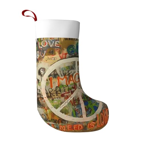 Rechteckiges Friedenszeichen, Graffiti, "All You Need is Love", Weihnachtsstrümpfe für Kamin, hängende weiße Manschette, Dekoration, 45,7 cm, superweich, groß, für Weihnachten, Weihnachtsgeschenk Rechteckiges Friedenszeichen, Graffiti, "All You Need is Love", Weihnachtsstrümpfe für Kamin, hängende weiße Manschette, Dekoration, 45,7 cm, superweich, groß, für Weihnachten, Weihnachtsgeschenk von LBHH