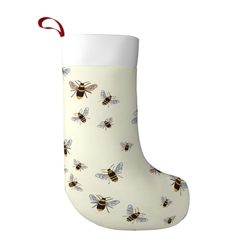 Weihnachtsstrümpfe mit Bienenmuster, für Kamin, hängende Strümpfe, weiße Manschette, Dekoration, 45,7 cm, superweich, Weihnachtsstrümpfe, groß für Weihnachten, Weihnachtsgeschenk Weihnachtsstrümpfe mit Bienenmuster, für Kamin, hängende Strümpfe, weiße Manschette, Dekoration, 45,7 cm, superweich, Weihnachtsstrümpfe, groß für Weihnachten, Weihnachtsgeschenk von LBHH