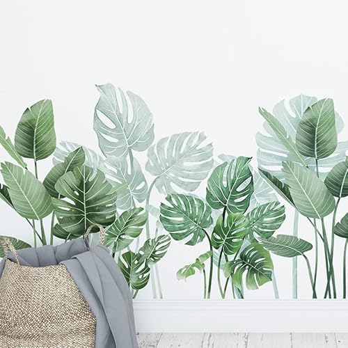 Wandaufkleber mit tropischen Blättern, 90 x 30 cm, grüne botanische Tapete zum Abziehen und Aufkleben von LBHSWWX