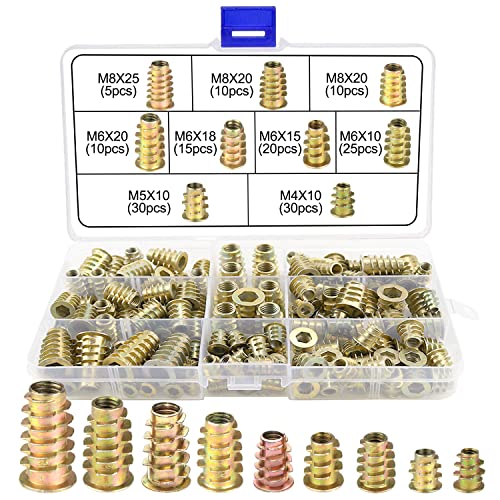 LBING 155STK Gewindeeinsatz Holz Einschraubmuffen Set Einschraubmutter M4 M5 M6 M8 von LBING