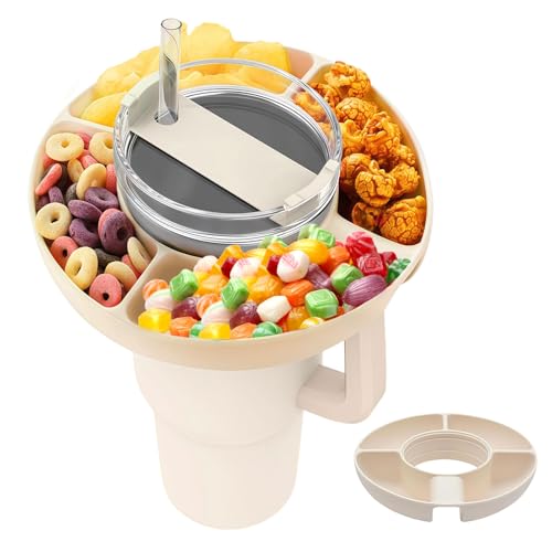LBJFYHJN Snackteller & Snackbox mit Fächern für Stanley Cup 40 oz– Snack Tra mit 4 Fächern, Snackschale für Stanly Cup Zubehör für Nüsse Candy Lebensmittel (Weiß) von LBJFYHJN