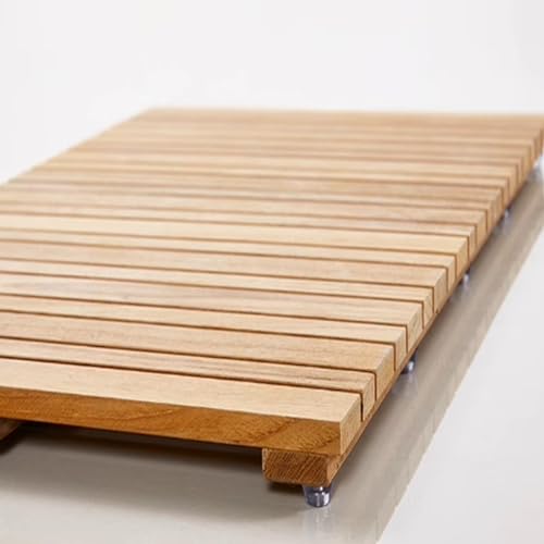 Dusch-/Badematte aus massivem Teakholz, rutschfeste Entenmatte, wasserdichte Badematte aus Holz, Duschmatte aus Holz, Küchenmatte im nordischen Stil, Badematte aus Bambus, stabile Bodenmatte und Fußma von LBLFEBD