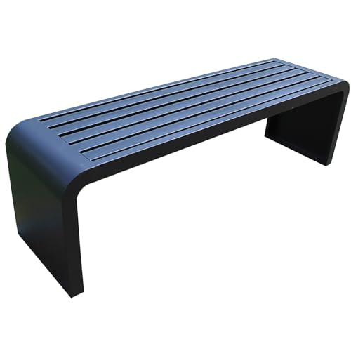 LBLFEBD Gartenbank, Metall, wetterfest, ohne Rückenlehne, 150 cm, Schwarz, Stahl, Stahlbeine von LBLFEBD