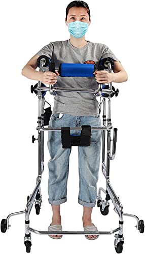 LBLFEBD Gehhilfe für Senioren mit Sitz, Stehgestell für Hemiplegie-Rehabilitation, tragbare Gehhilfe für Erwachsene, medizinische Gehhilfe für Behinderte mit 8 Rädern von LBLFEBD