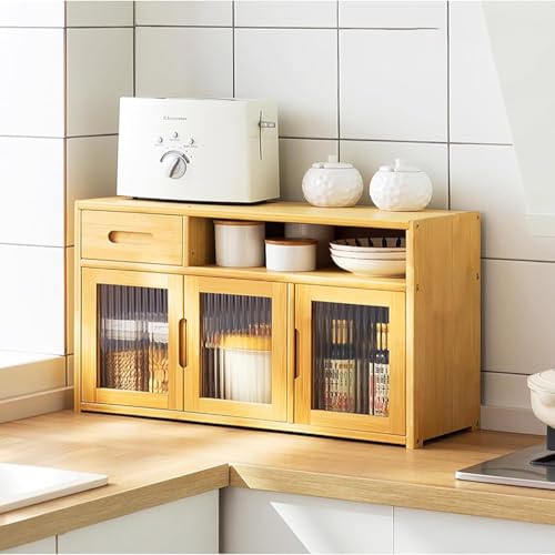 LBLFEBD Küchentischschrank, Aufbewahrungsschrank mit Türen und Schubladen, Sideboard, Buffet, Aufbewahrungsschrank, multifunktional, mehrschichtiges Gewürzregal (Größe: 42 x 23 x 48 cm, Farbe: Braun) von LBLFEBD