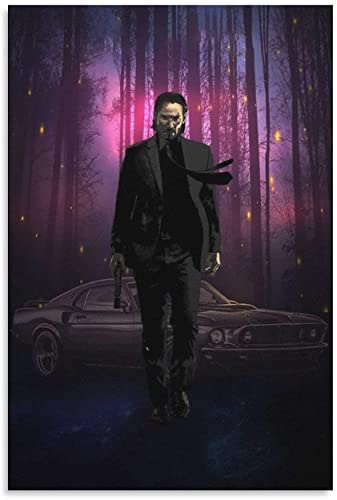 LBMED GemäLde Auf Leinwand Johns Wicks Auto Handsome Man Poster Gemälde für Familiendekor Wandkunst Malerei Poster Druckt Bilder 23.6"x35.4"(60x90cm) Kein Rahmen von LBMED