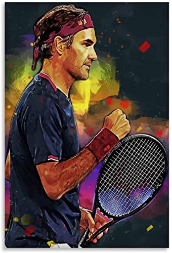 LBMED Leinwand Bilder Kunst Tennisspieler Roger Federer Sports Poster für Schlafzimmerdekor Malerei Poster Druckt Gedruckte 19.7"x27.6"(50x70cm) Kein Rahmen von LBMED