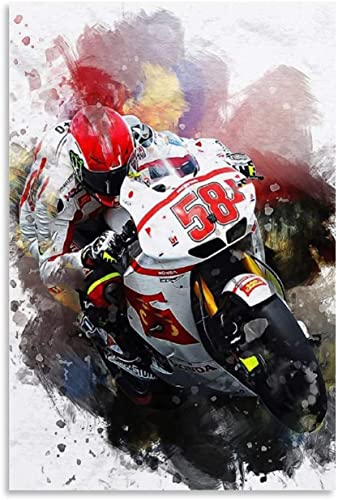 LBMED Leinwand Druck Poster Marco Simoncelli für modernes Familiendekor Wandkunst Kunstwerk Malerei Kunstdrucke Bild 19.7"x27.6"(50x70cm) Kein Rahmen von LBMED