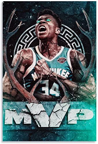 LBMED Leinwand Druck Poster Milwaukee Bucks MVP Giannis Antetokounmpo für modernes Familiendekor Wandkunst Kunstwerk Malerei Kunstdrucke Bild 23.6"x35.4"(60x90cm) Kein Rahmen von LBMED