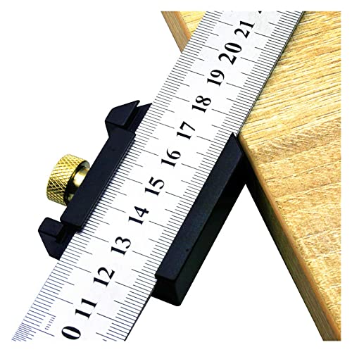 Blockmesssatz Holzbearbeitungs-Zeichenmaschine Holzbearbeitungs-Scribe-Winkel-Scriber Stahllineal Positionierungsblock Holzbearbeitungs-Linien-Scriber-Messgerät(TypeB with ruler) von LBNVBC