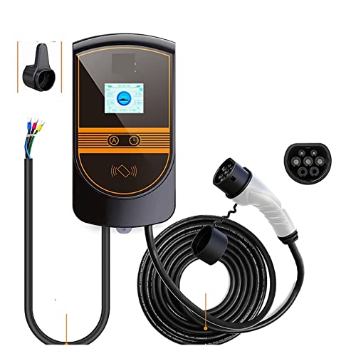 EV-Ladekabel EVSE Wallbox J1772 Adapter Typ1 Kabel 32A 7,6KW EV Ladegerät Typ2 Wallmount Ladestation APP Steuerung for Elektroauto(Type2 APP 3 RFID) von LBNVBC