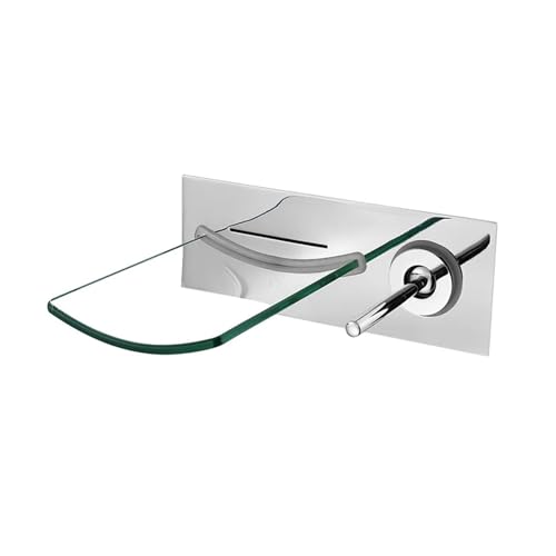 Küchenarmatur Verdeckter Wasserfall-Mischbatterie aus Messing zur Wandmontage, Waschbeckenarmatur mit Farbwechsel in gebürstetem Nickel(Chrome) von LBNVBC