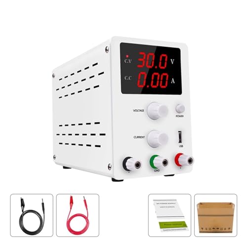 Programmierbares Gleichstromnetzteil, Schalt DC Labornetzteil Einstellbar 30V 10A Feinregulierung 0.001A 0.01V Geregelte Netzteile Stromstabilisator USB Tischnetzteil(R-SPS3010 White 1) von LBNVBC