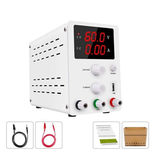 Programmierbares Gleichstromnetzteil, Schalt DC Labornetzteil Einstellbar 30V 10A Feinregulierung 0.001A 0.01V Geregelte Netzteile Stromstabilisator USB Tischnetzteil(R-SPS605 White 1) von LBNVBC