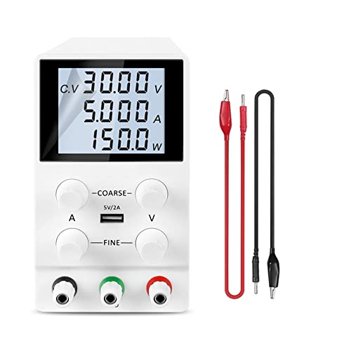 Programmierbares Gleichstromnetzteil, Schalt DC Labornetzteil Einstellbar 30V 10A Feinregulierung 0.001A 0.01V Geregelte Netzteile Stromstabilisator USB Tischnetzteil(SPS305D White1) von LBNVBC