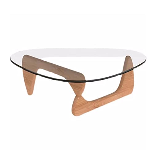 Sofa-Beistelltisch, Kleiner Wohnzimmer-Couchtisch aus Glas, Halterung aus Massivholz, kreativer sitzender niedriger Tisch, unregelmäßiger minimalistischer Freizeittisch (Farbe: A, Größe: 82 von LBPAKE