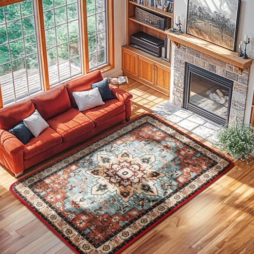 LBRO2M Waschbarer Teppich, 15,2 x 22,9 cm, für Wohnzimmer, rutschfest, leicht zu reinigen, weich, schmutzabweisend, niedriger Flor, Boho-Teppich, ideal für Haustiere und Familie, 1,8 x 2,9 m, Rot LBRO2M Waschbarer Teppich, 15,2 x 22,9 cm, für Wohnzimmer, rutschfest, leicht zu reinigen, weich, schmutzabweisend, niedriger Flor, Boho-Teppich, ideal für Haustiere und Familie, 1,8 x 2,9 m, Rot von LBRO2M