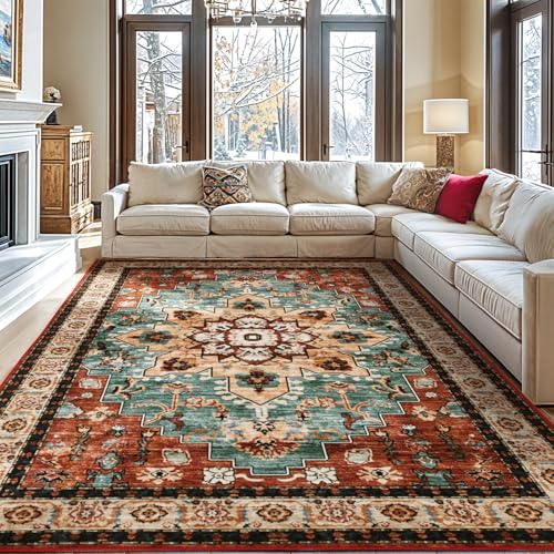 LBRO2M Waschbarer Teppich, rutschfest, groß, für Wohnzimmer, leicht zu reinigen, weich, schmutzabweisend, niedriger Flor, Boho-Teppich, ideal für Haustiere und Familie, 22,9 x 30,5 cm, Rot LBRO2M Waschbarer Teppich, rutschfest, groß, für Wohnzimmer, leicht zu reinigen, weich, schmutzabweisend, niedriger Flor, Boho-Teppich, ideal für Haustiere und Familie, 22,9 x 30,5 cm, Rot von LBRO2M