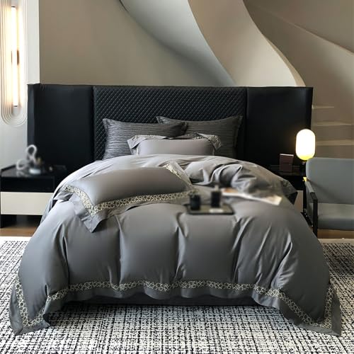 Baumwollduvet -Abdeckungsset, Bettwäsche -Set Queen Size 4 -Stück -Sets, Bettdecke -Abdeckungs -Set in voller Größe Vollfarbmuster Baumwolle, die gesamte Jahreszeit, Bettwäsche weich atmungsaktiv von LBRTMED