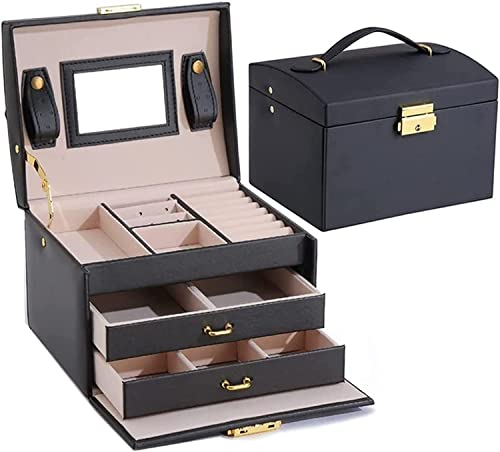 LBRTMED Aufbewahrungsbox großer Kapazitätsanzeige 3 Schichten Ohrringarmband Ladies Storage Box Doppelschublade (Farbe: OneColor) von LBRTMED