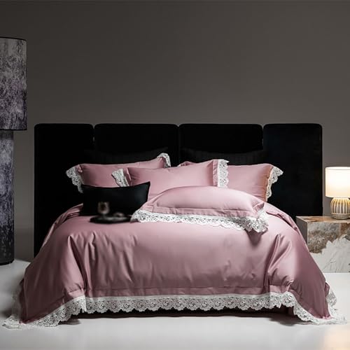 LBRTMED Duvet Cover-Set, Bettwäsche-Set 100-Zähl-Long-Stapel-Baumwolle 4-teiliges Set einfach Vier-Jahreszeiten Universal Cotton Flat Sheet Quilt Deckungs Set Bettwäscheset (Grau, König) von LBRTMED