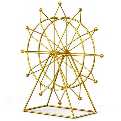 LBRTMED Ferris Wheel Bookshelf Dekor - Gold Dekor Moderne Geschenk - Regal -Dekor Akzente Orament - Hausdekoration Wohnzimmer - Kamindekor oder Schreibtischdekor - Eingangsdekor. (Art Deco) von LBRTMED