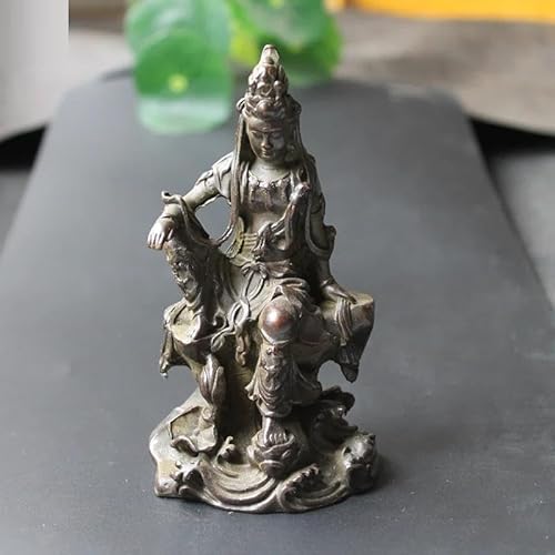 LBRTMED Skulptur Büste handgefertigt Retro Guan Yin Figuren Miniaturen Kupfer Buddha Statue Dekore Dekore Zubehör Ornamente von LBRTMED