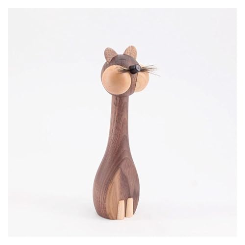 LBRTMED Skulptur Büste handgefertigt niedliche Holzkatze Figuren Handwerk Dekoration Tierdekor Ornamente von LBRTMED