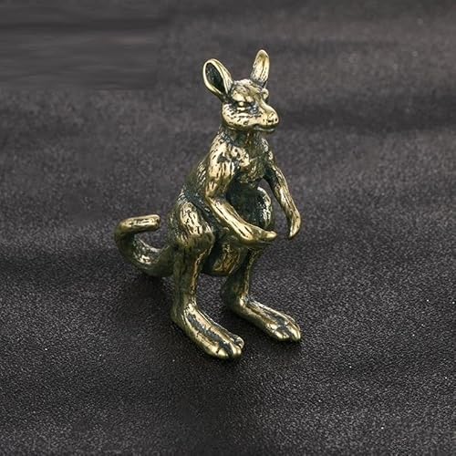 LBRTMED Skulptur handgefertigt Vintage Messing Känguroo Figuren Tee Haustier Crafts Desktop kleine Ornamente Tier Dekore Accessoires Geschenke von LBRTMED