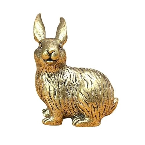 LBRTMED Skulptur handgefertigte Messingkaninchen Miniaturen Figuren Desktop kleine Ornamente Tierstatue Handwerkszubehör von LBRTMED