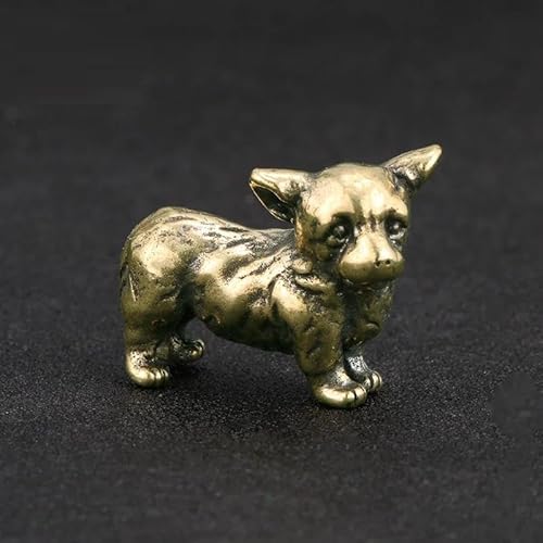 LBRTMED Skulptur handgefertigtes Messing Welpe Figur Miniatur Tea Haustier Handwerk Desktop kleine Ornament Hundedekoration Geschenke von LBRTMED