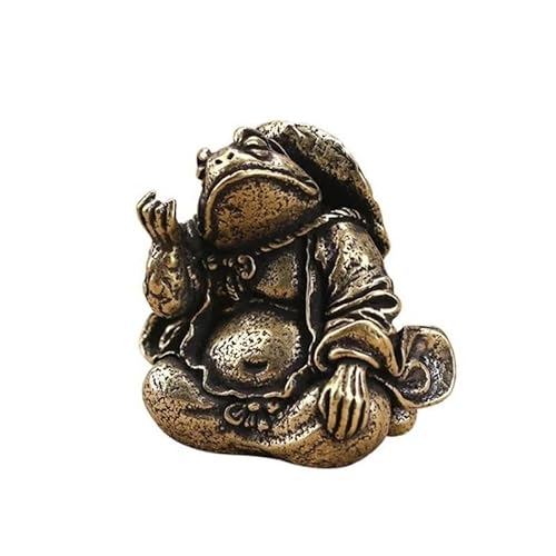 LBRTMED Skulptur handgefertigtes chinesisches klassisches Kupferkrötenschmuck Tea Haustier Messing Tier Figur Miniatur Desktop Dekoration Kunsthandwerk von LBRTMED