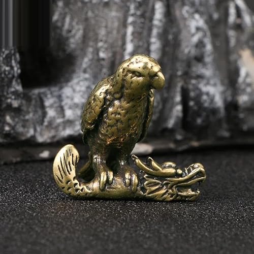 LBRTMED Skulpturkopf Messing Papagei kleine Statue Ornament Tiervogel Figuren Miniaturen Dekorationen Handwerk Dekore Zubehör Geschenk von LBRTMED