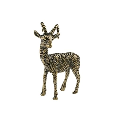 LBRTMED Skulpturkopf Messing Ziege kleine Ornament Kupfer Tier Schaf Miniatur Figuren Dekoration Zubehör Desktop Dekor von LBRTMED