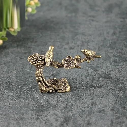 LBRTMED Skulpturstatue Wandkupfer Magpie Pflaume kleine Ornamente Messing Vogelbaum Figuren Dekor von LBRTMED