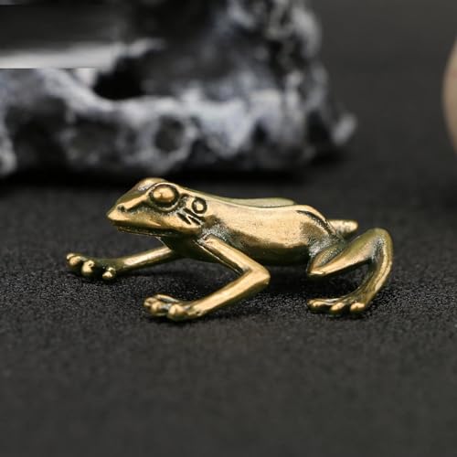 LBRTMED Skulpturstatue Wertschätzung Messing kleine Frosch Miniaturen Figuren Vintage handgefertigt Kupfer Tier Ornamente Dekorhandwerk von LBRTMED