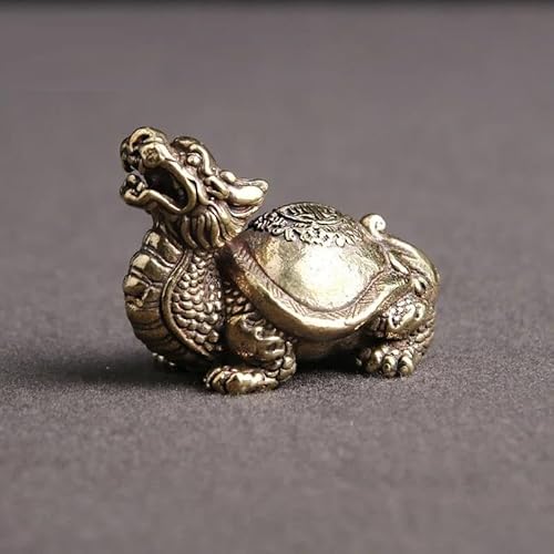 LBRTMED Skulpturwand Retro Messing Drachen Kopfschildkröten -Figuren Miniaturen Lucky Animal Statue Desktop Orament von LBRTMED