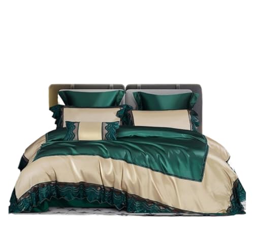 LBRTMED Tröster-Set Queen Baumwollbettwäsche Home Textile Duvet Cover Jacquard Vierköpfiger Set 1quilt Cover mit 2pillowcase 1 Blattweiche, komplettes Bett (rot, 1,5/1,8 m Bett) von LBRTMED