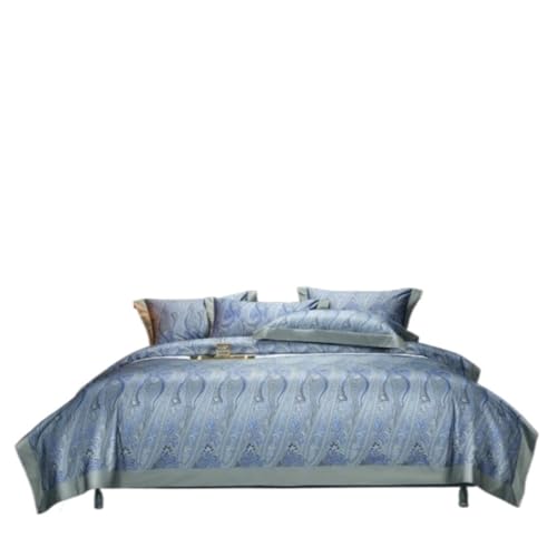 LBRTMED Tröster-Set Queen Baumwollbettwäsche Satin Textile Duvet Cover Jacquard Vierköpfiger Set 1quilt Cover 2pillowcase 1 Blattweiche Komplette Bettwäsche (G, 1,8/2m Bett) von LBRTMED