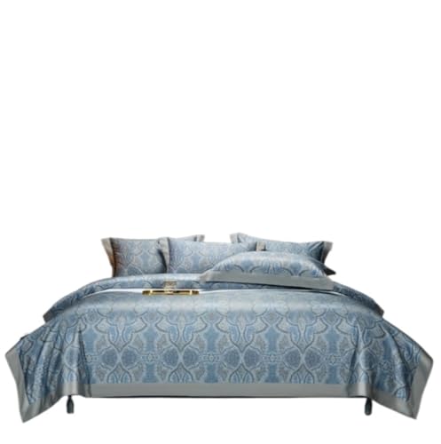 LBRTMED Tröster-Set Queen Baumwollbettwäsche Satin Textile Duvet Cover Jacquard Vierköpfiger Set 1quilt Cover 2pillowcase 1 Blattweiche Komplette Bettwäsche (G, 1,8/2m Bett) von LBRTMED