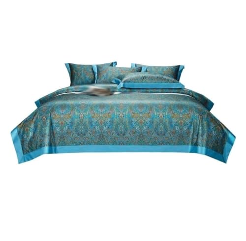 LBRTMED Tröster-Set Queen Baumwollbettwäsche Satin Textile Duvet Cover Jacquard Vierköpfiger Set 1quilt Cover 2pillowcase 1 Blattweiche Komplette Bettwäsche (G, 1,8/2m Bett) von LBRTMED
