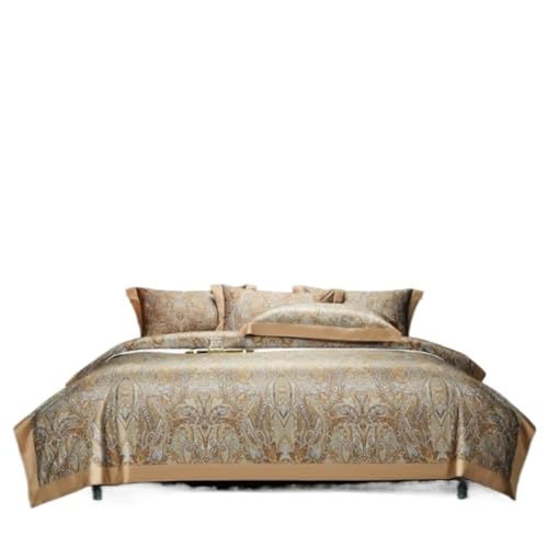 LBRTMED Tröster-Set Queen Baumwollbettwäsche Satin Textile Duvet Cover Jacquard Vierköpfiger Set 1quilt Cover 2pillowcase 1 Blattweiche Komplette Bettwäsche (G, 1,8/2m Bett) von LBRTMED