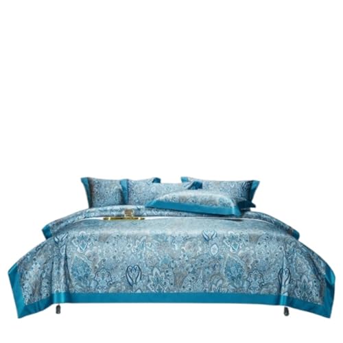 LBRTMED Tröster-Set Queen Baumwollbettwäsche Satin Textile Duvet Cover Jacquard Vierköpfiger Set 1quilt Cover 2pillowcase 1 Blattweiche Komplette Bettwäsche (G, 1,8/2m Bett) von LBRTMED