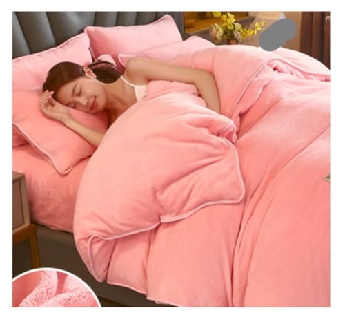LBRTMED Tröster -Set -Queen -Bett -Abdeckungsabdeckung Winter Verdickung warmes Milch Samt Einfache Festkörperbettwäsche 4 Stcs Set Easy Care Weiche Bettwäsche (lila, 1,5 m) von LBRTMED