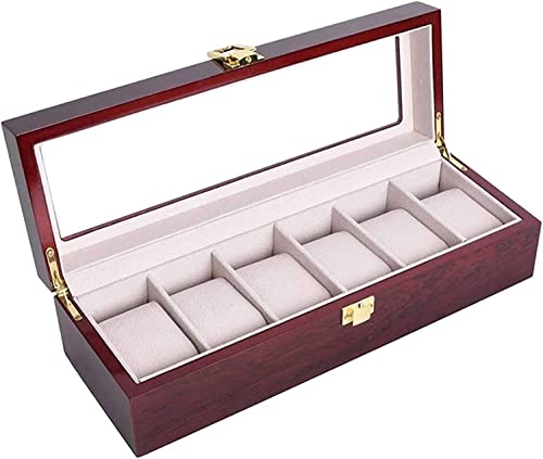 LBRTMED Wachkasten -Display -Hülle Organizer Luxus Uhrenbox 6 Slots Uhrenhalterboxen für Männer Frauen Uhren Organizer Box Uhrenbeobachter Uhrenhalter (Farbe: OneColor) von LBRTMED