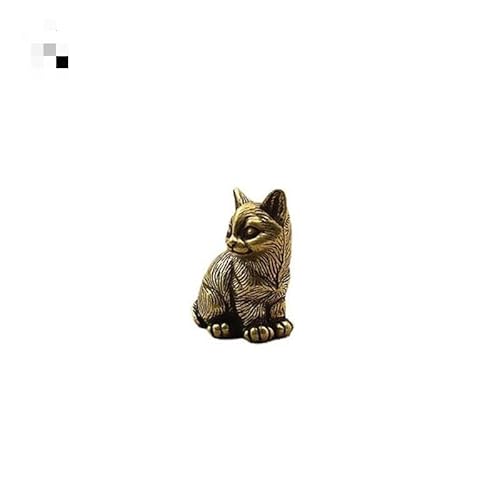 Skulptur handgefertigte Messingkatzen Figuren Miniaturen Desktop -Ornamente Klassische Kleintier Tea Haustier Accessoires Dekore von LBRTMED