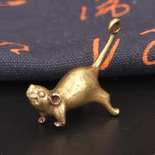 Skulpturkopf Messing kleines Tee Blatthöhle Long Tail Maus Figuren Kupfer Lucky Rattendekorationen von LBRTMED