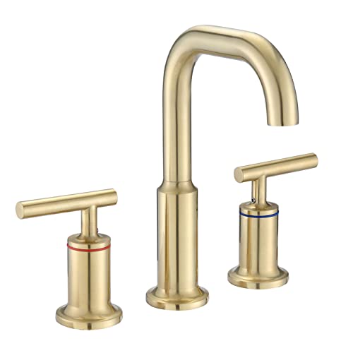 Weit verbreiteter Badezimmer Wasserhahn 3 Loch 2 Griff Waschtisch Waschbecken gebürstet Gold von LBRTMED
