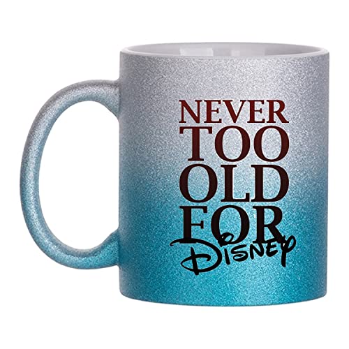 Disney-Kaffeetasse, Disney-Motiv, für heiße und kalte Getränke, Keramik, 9,2 ml, Blau und Silberfarben von LBS4ALL