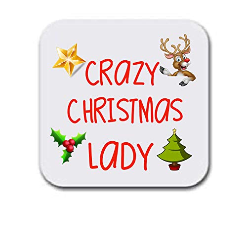 Untersetzer mit Aufschrift Crazy Christmas Lady zum Muttertag von LBS4ALL